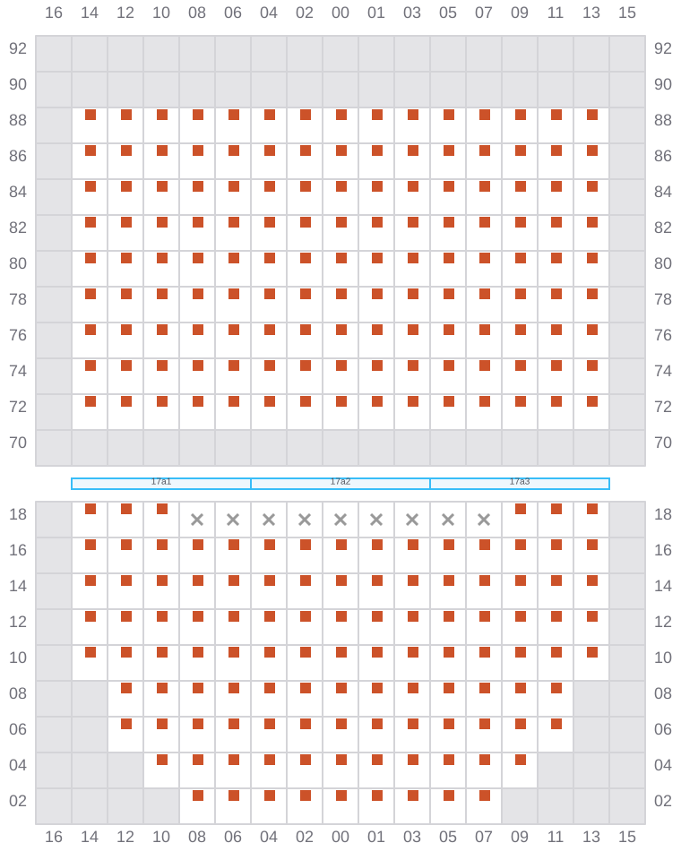 Bay 017 view and slots of MSC CALAIS