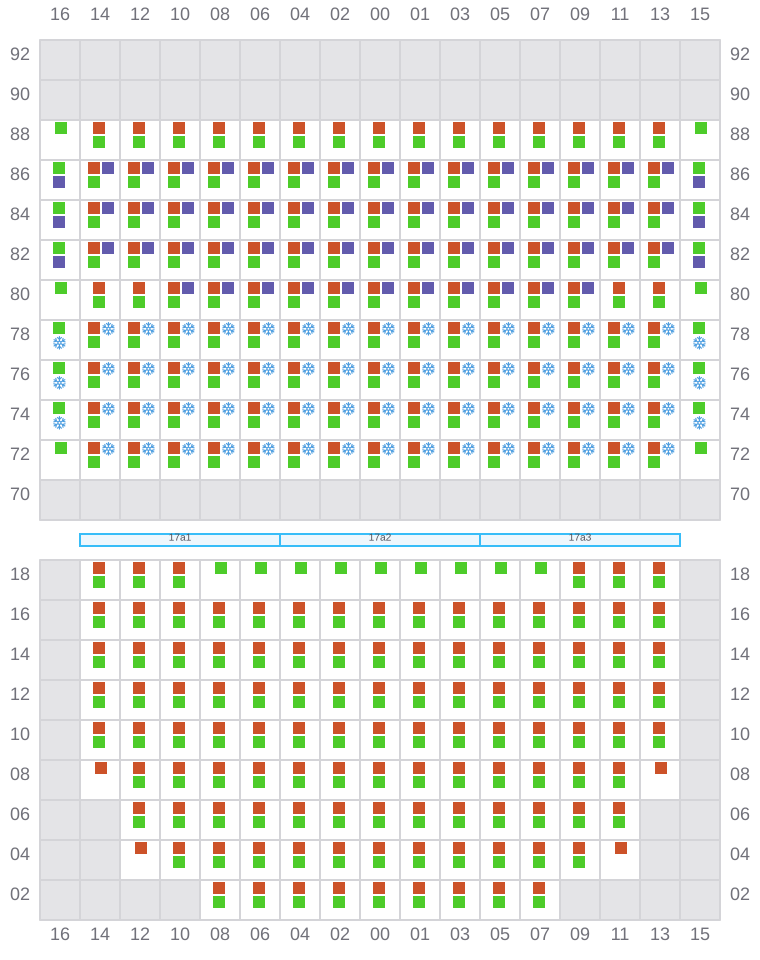 Bay 019 view and slots of MSC CALAIS
