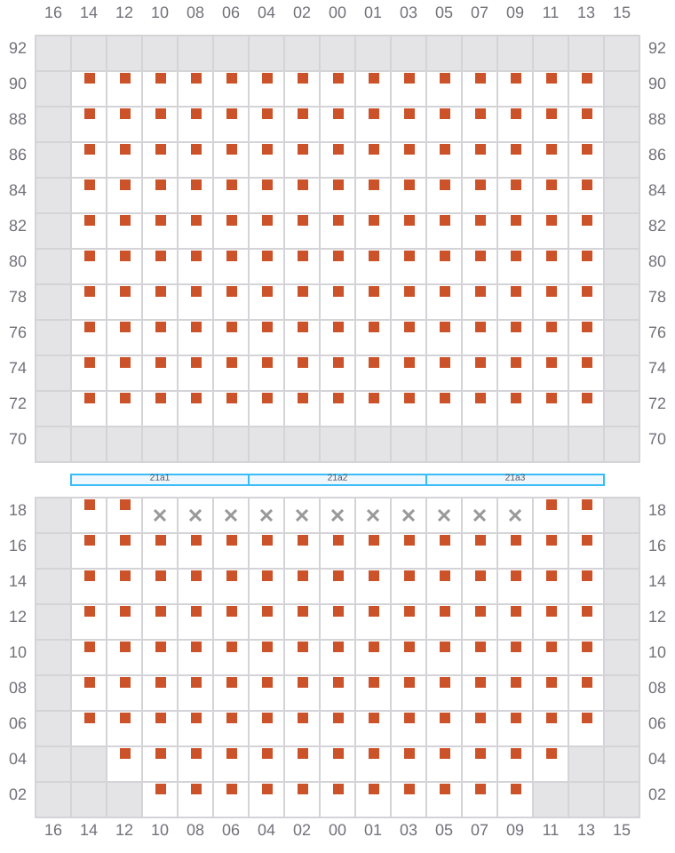 Bay 021 view and slots of MSC CALAIS
