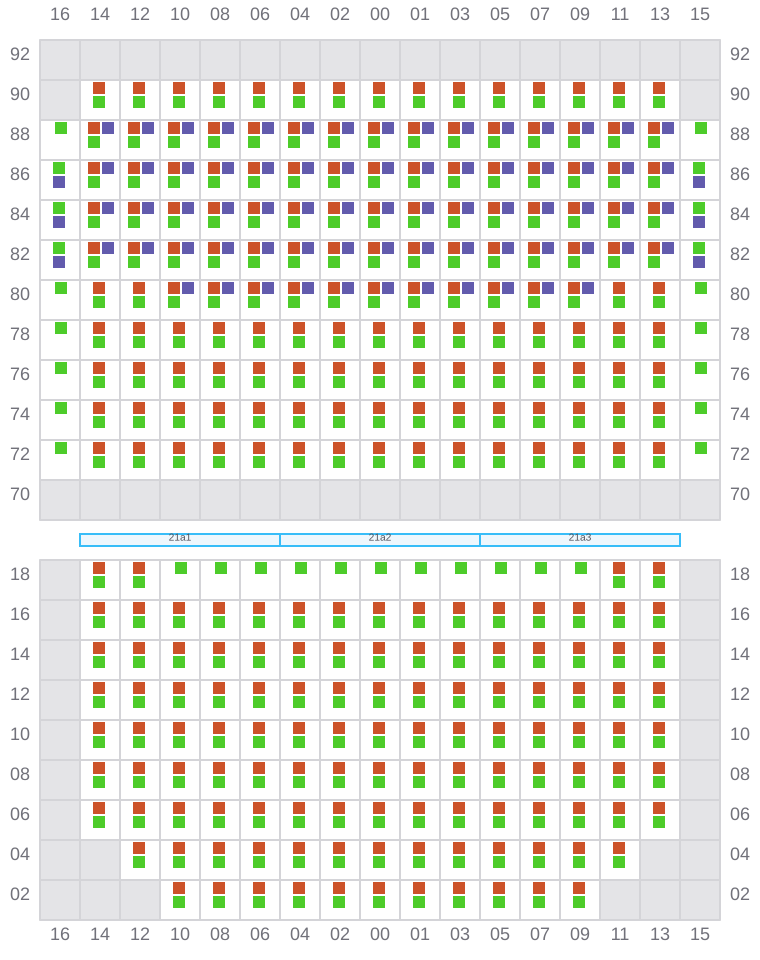 Bay 023 view and slots of MSC CALAIS