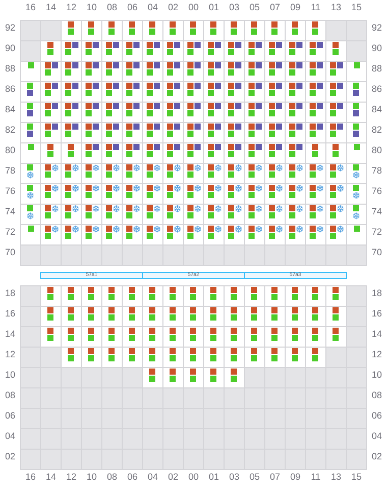 Bay 059 view and slots of MSC CALAIS