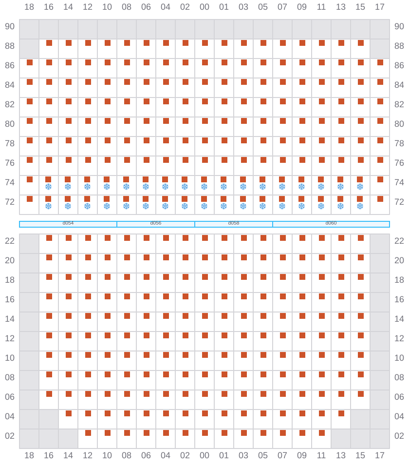 Bay 031 view and slots of MAERSK EINDHOVEN