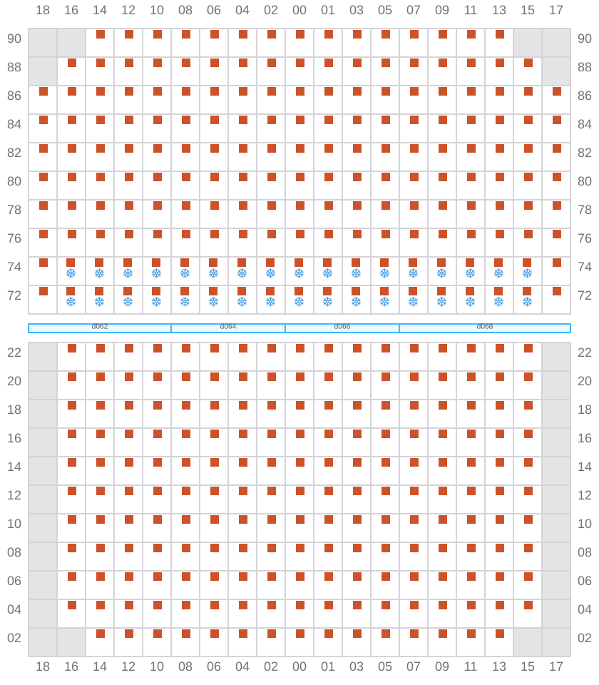 Bay 035 view and slots of MAERSK EINDHOVEN