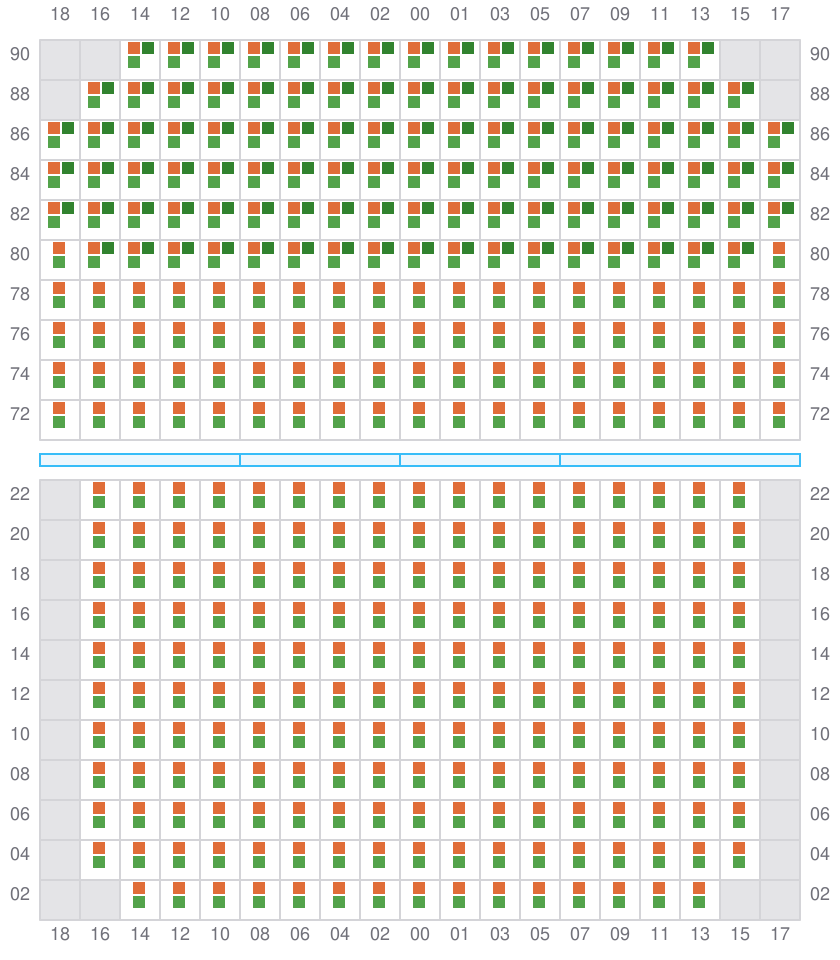 Bay 037 view and slots of MAERSK EINDHOVEN