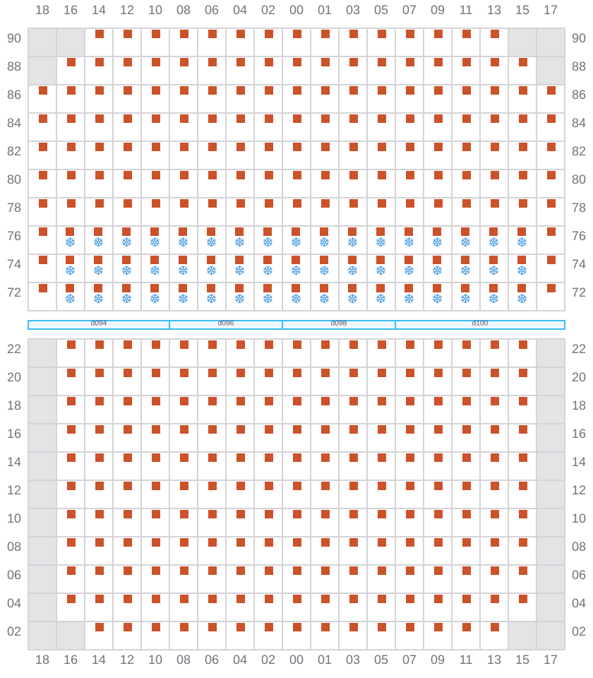 Bay 051 view and slots of MAERSK EINDHOVEN