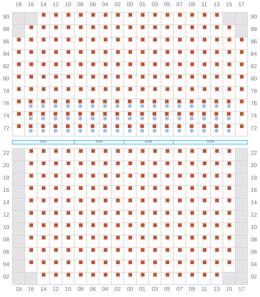 Bay 055 view and slots of MAERSK EINDHOVEN