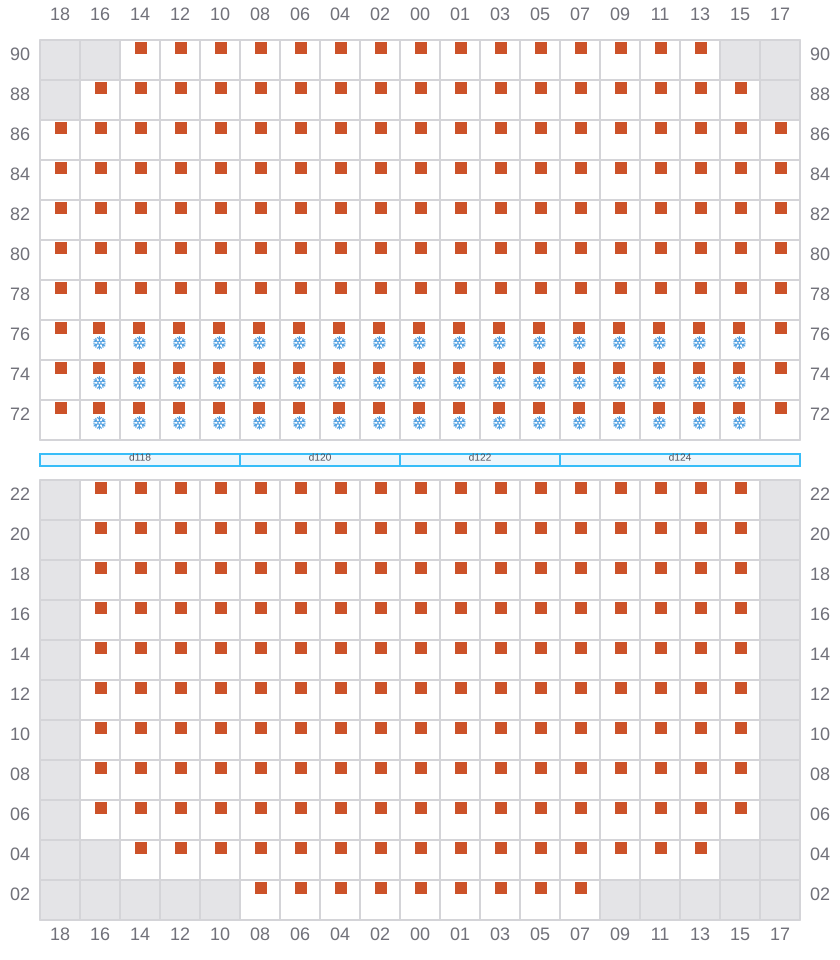 Bay 063 view and slots of MAERSK EINDHOVEN