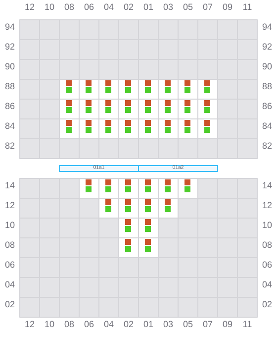 Bay 001 view and slots of CMA CGM FORT ST GEORGES
