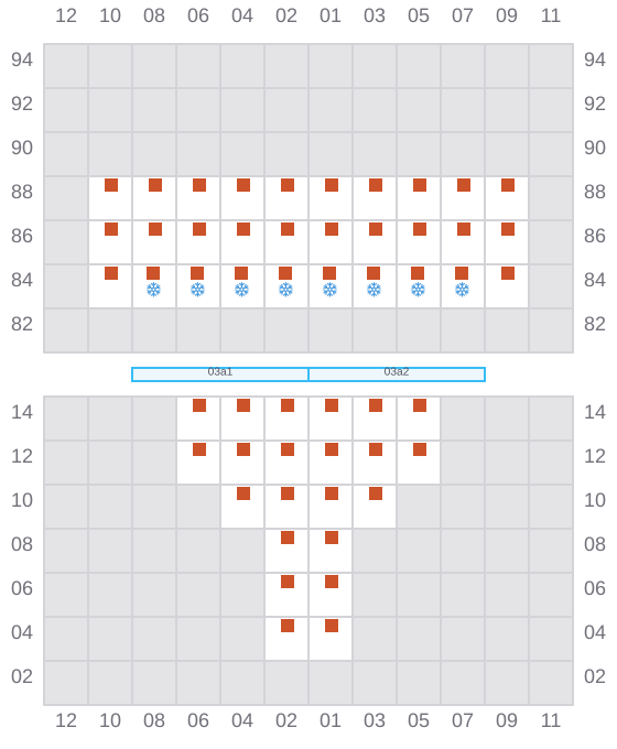 Bay 003 view and slots of CMA CGM FORT ST GEORGES