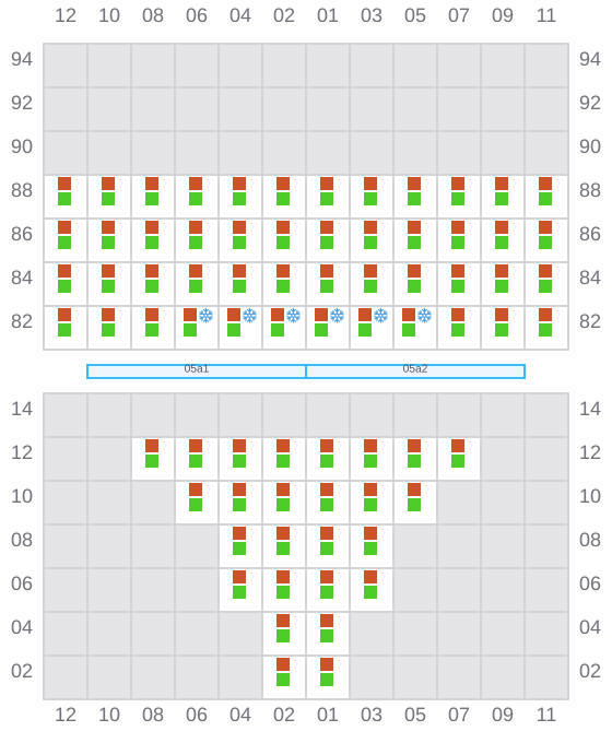 Bay 005 view and slots of CMA CGM FORT ST GEORGES