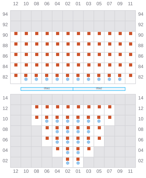 Bay 007 view and slots of CMA CGM FORT ST GEORGES