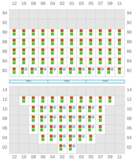 Bay 009 view and slots of CMA CGM FORT ST GEORGES