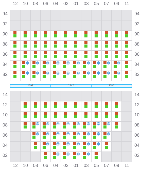 Bay 013 view and slots of CMA CGM FORT ST GEORGES