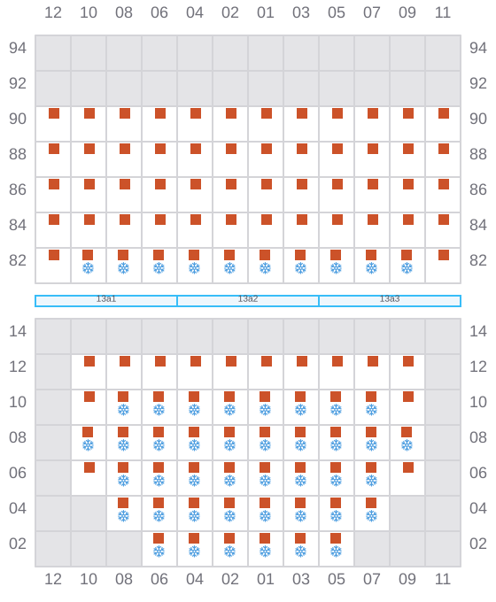 Bay 015 view and slots of CMA CGM FORT ST GEORGES