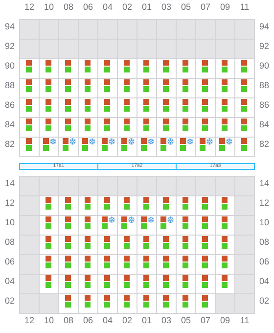 Bay 017 view and slots of CMA CGM FORT ST GEORGES