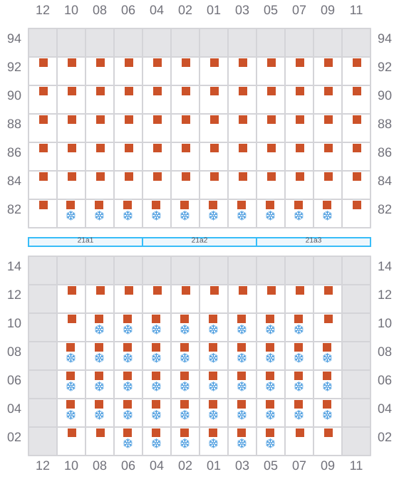 Bay 023 view and slots of CMA CGM FORT ST GEORGES