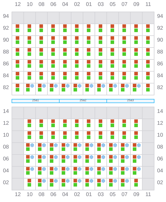 Bay 025 view and slots of CMA CGM FORT ST GEORGES