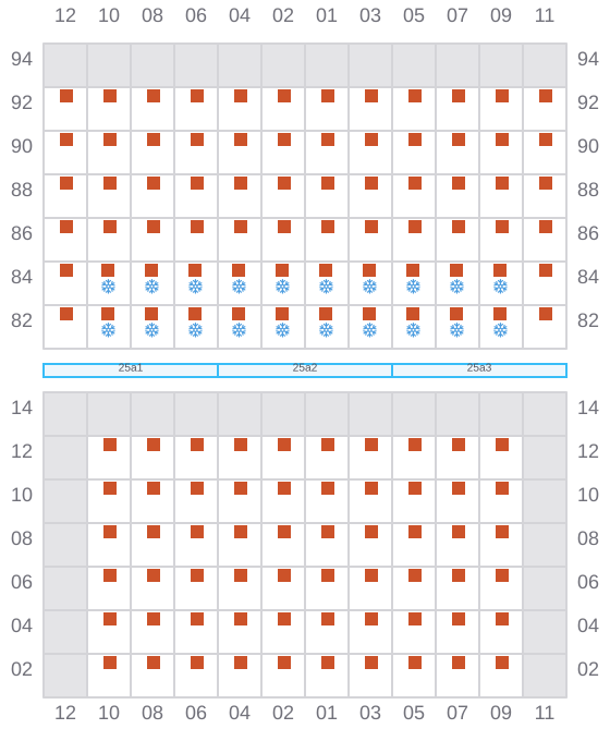 Bay 027 view and slots of CMA CGM FORT ST GEORGES