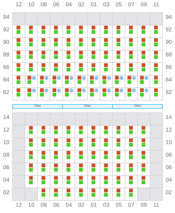 Bay 029 view and slots of CMA CGM FORT ST GEORGES