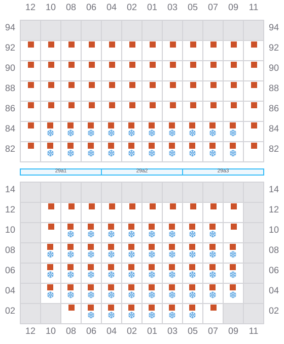 Bay 031 view and slots of CMA CGM FORT ST GEORGES