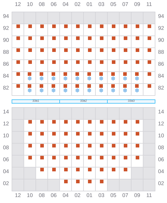 Bay 035 view and slots of CMA CGM FORT ST GEORGES