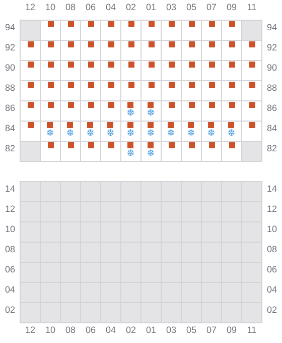 Bay 039 view and slots of CMA CGM FORT ST GEORGES