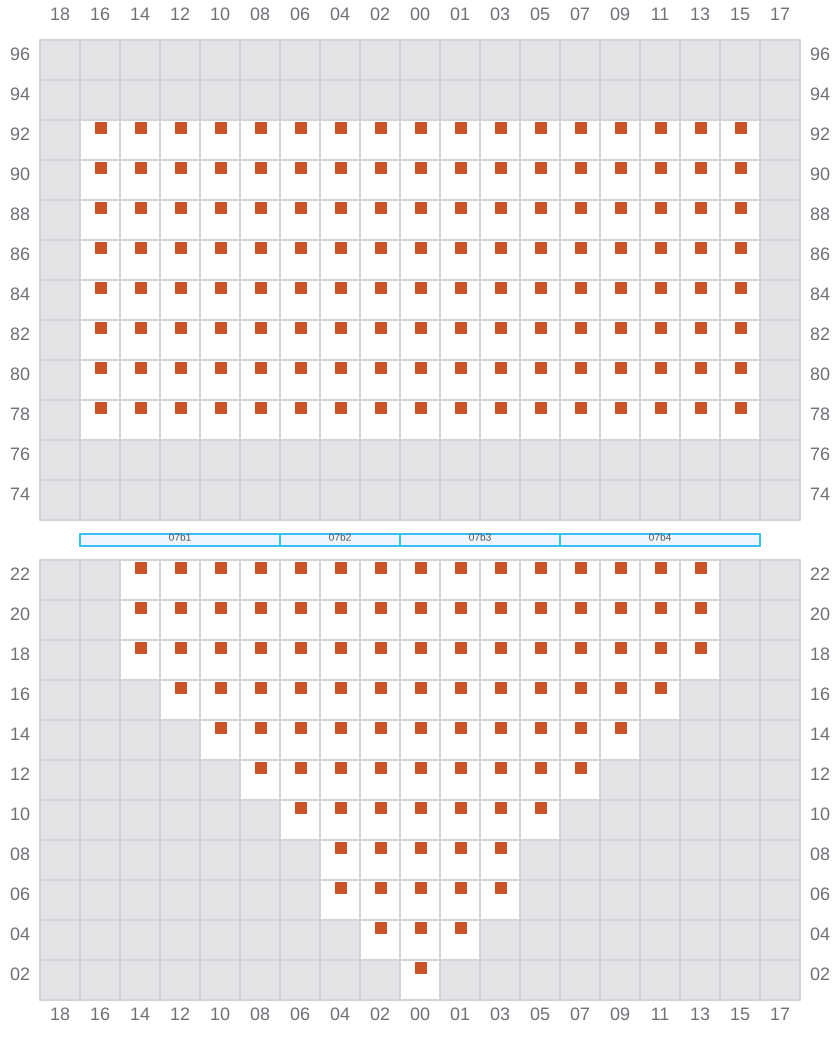 Bay 007 view and slots of COSCO SHIPPING PEONY