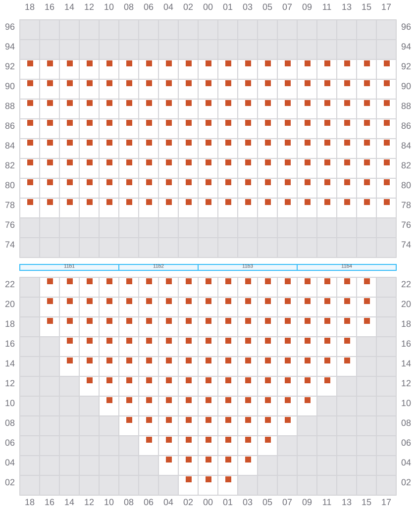 Bay 011 view and slots of COSCO SHIPPING PEONY