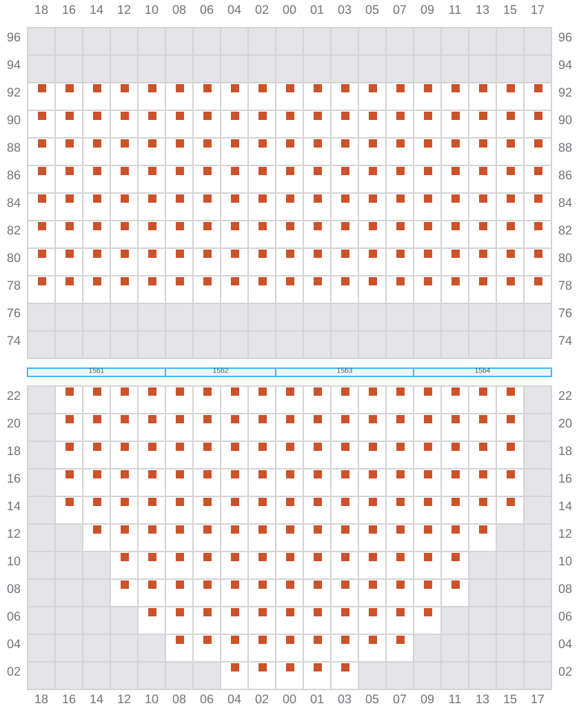 Bay 015 view and slots of COSCO SHIPPING PEONY