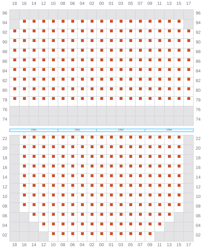 Bay 023 view and slots of COSCO SHIPPING PEONY