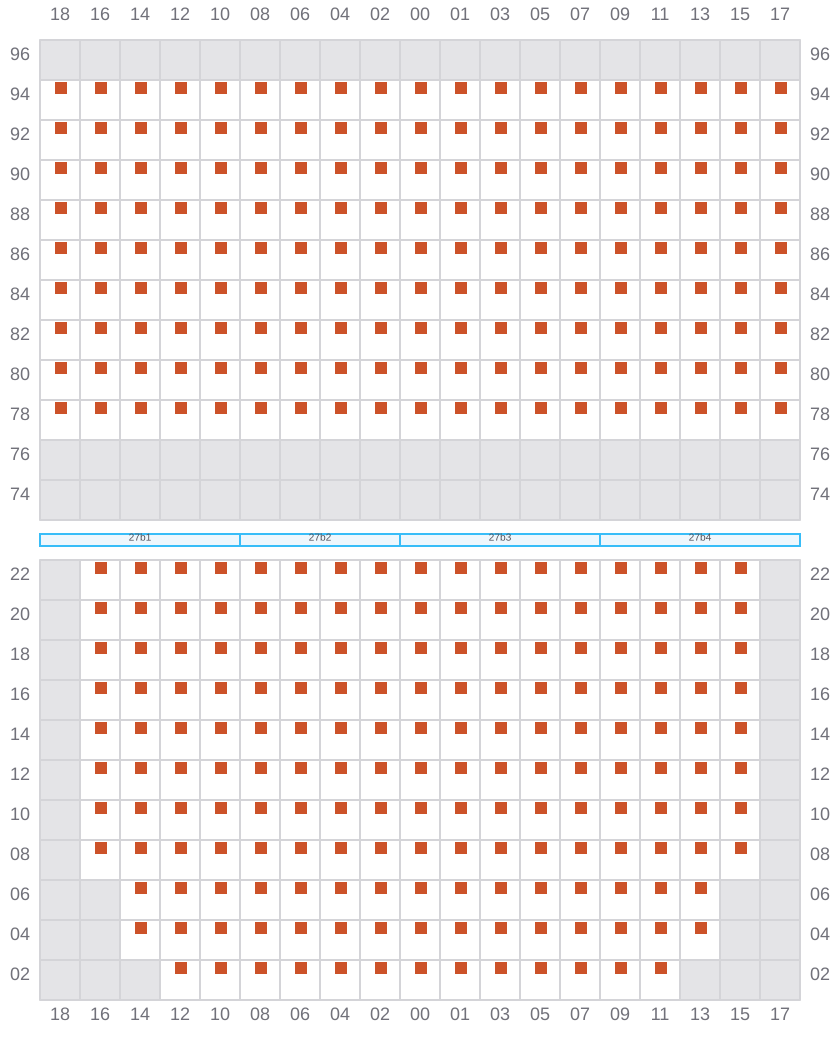 Bay 027 view and slots of COSCO SHIPPING PEONY