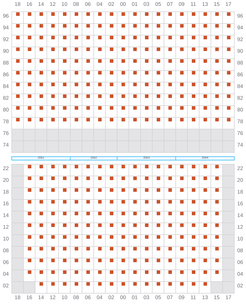 Bay 035 view and slots of COSCO SHIPPING PEONY