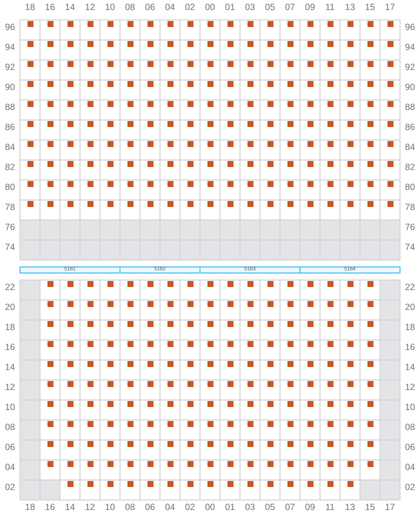 Bay 051 view and slots of COSCO SHIPPING PEONY