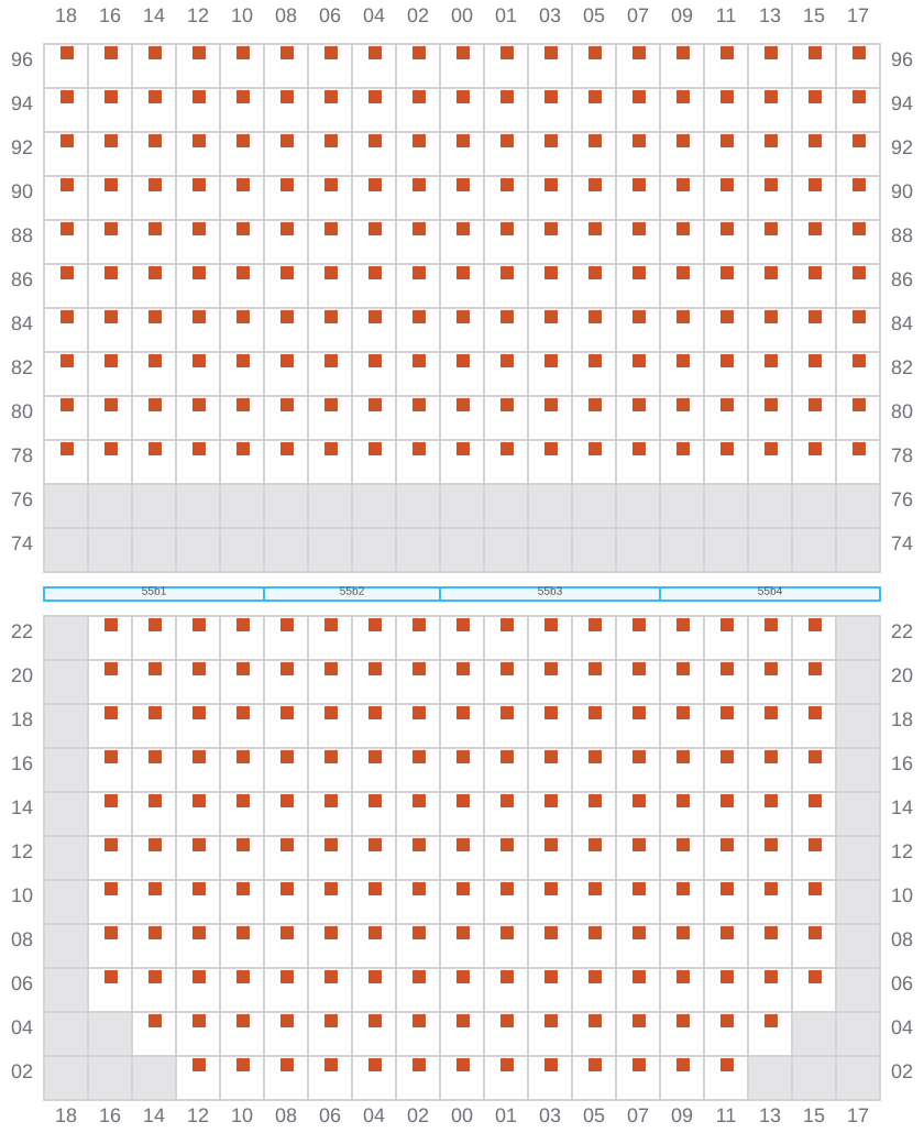 Bay 055 view and slots of COSCO SHIPPING PEONY