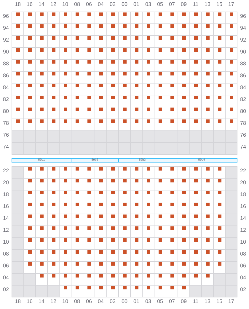 Bay 059 view and slots of COSCO SHIPPING PEONY