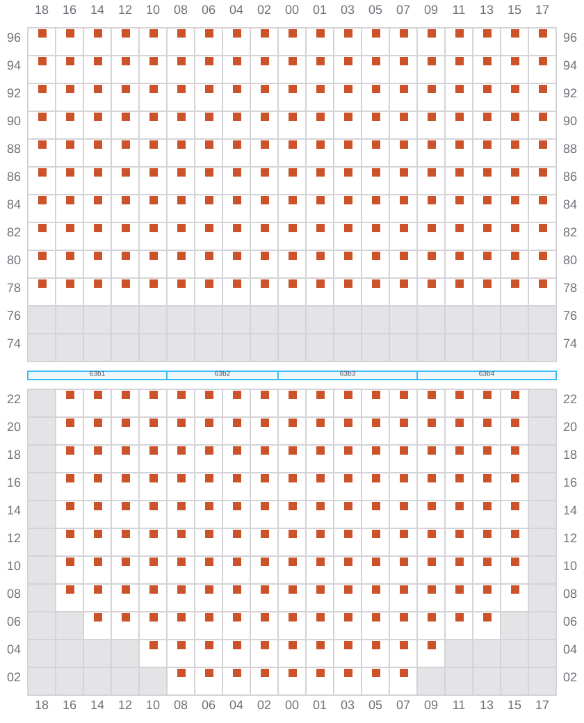 Bay 063 view and slots of COSCO SHIPPING PEONY
