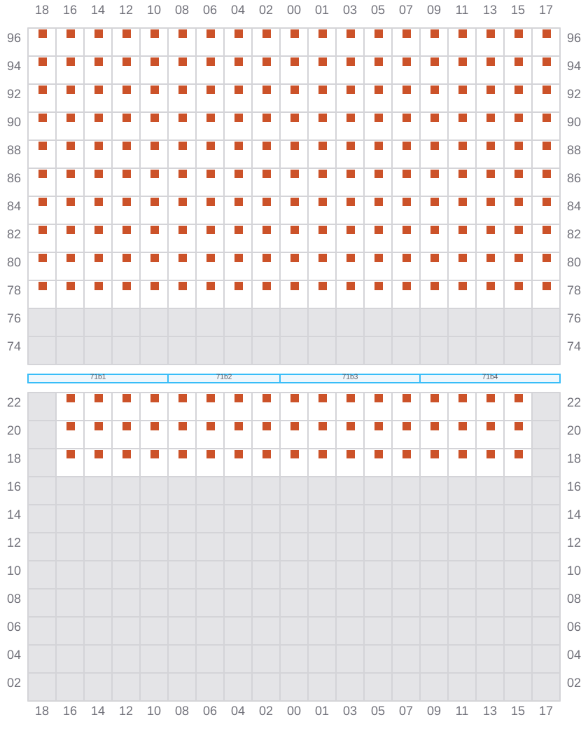 Bay 071 view and slots of COSCO SHIPPING PEONY