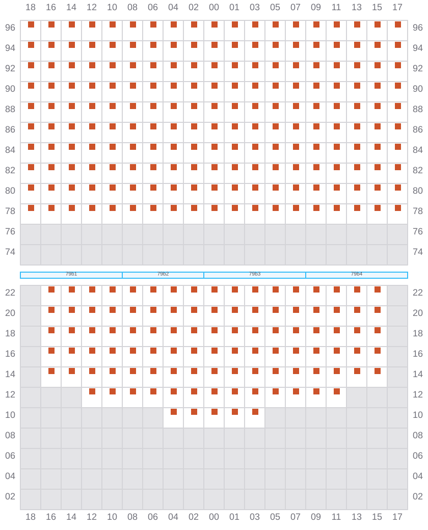 Bay 079 view and slots of COSCO SHIPPING PEONY