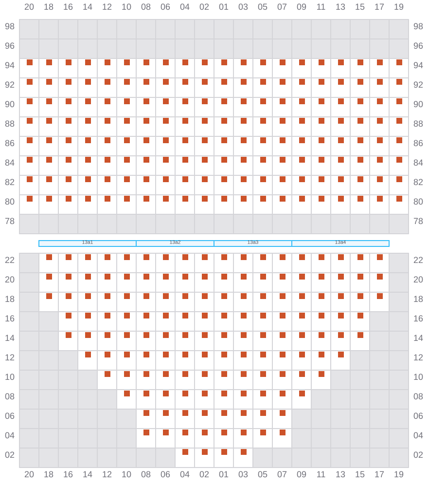 Bay 013 view and slots of COSCO SHIPPING HIMALAYAS