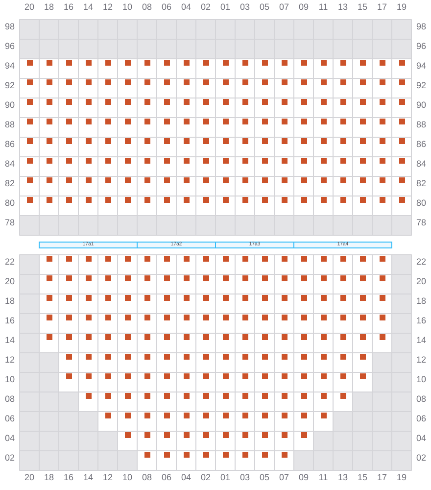 Bay 017 view and slots of COSCO SHIPPING HIMALAYAS
