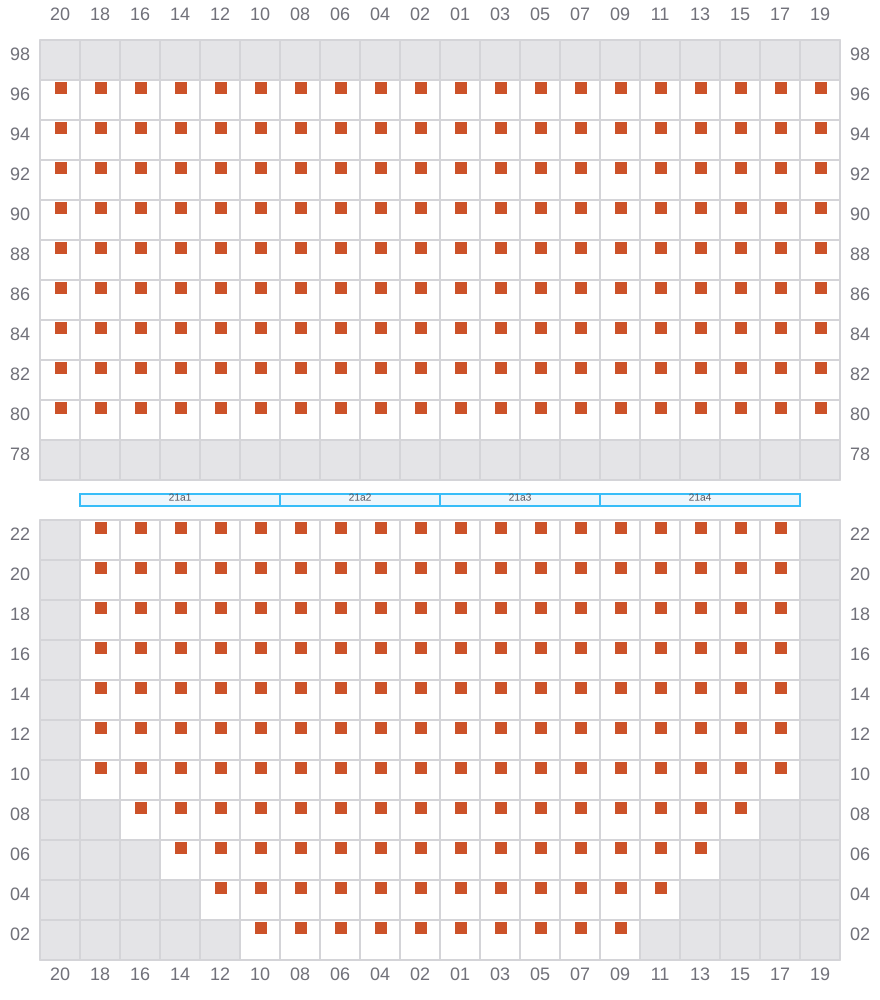 Bay 021 view and slots of COSCO SHIPPING HIMALAYAS