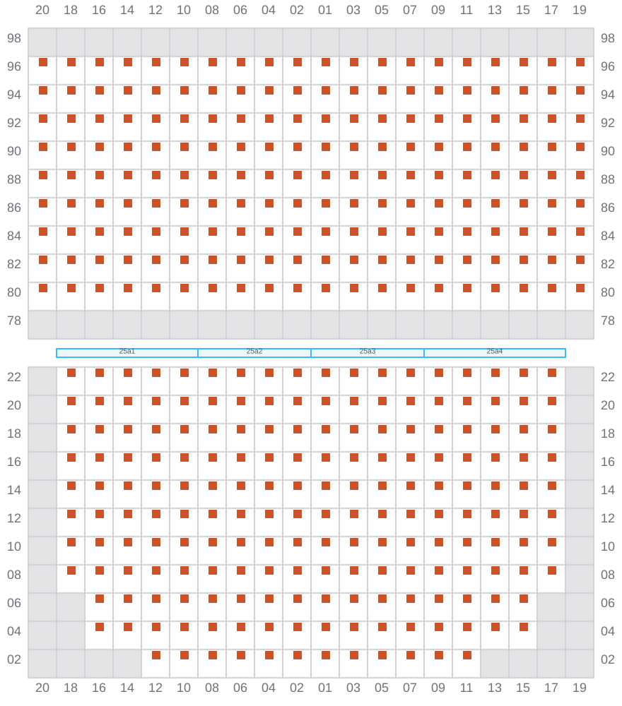 Bay 025 view and slots of COSCO SHIPPING HIMALAYAS