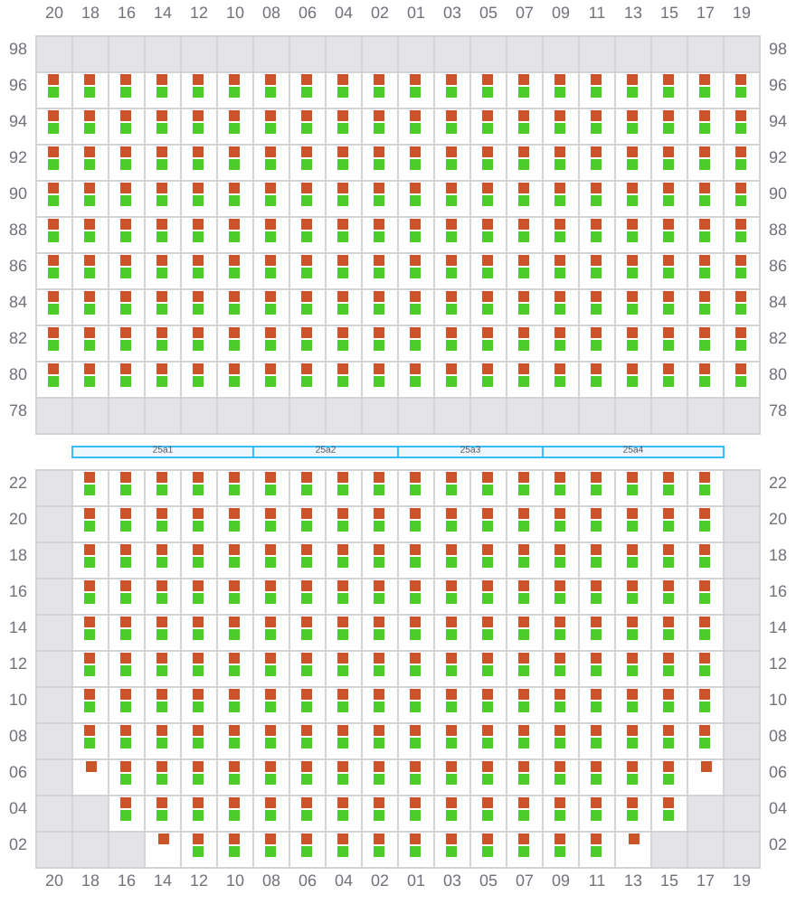 Bay 027 view and slots of COSCO SHIPPING HIMALAYAS