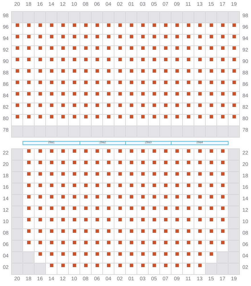 Bay 029 view and slots of COSCO SHIPPING HIMALAYAS