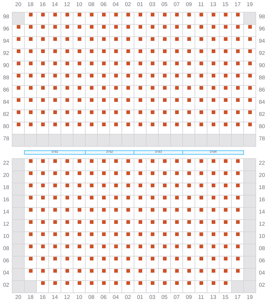 Bay 037 view and slots of COSCO SHIPPING HIMALAYAS