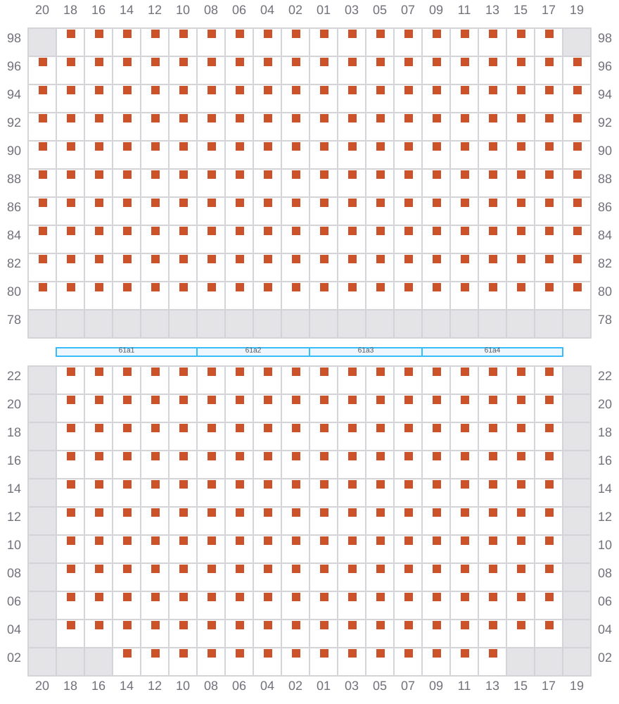 Bay 061 view and slots of COSCO SHIPPING HIMALAYAS