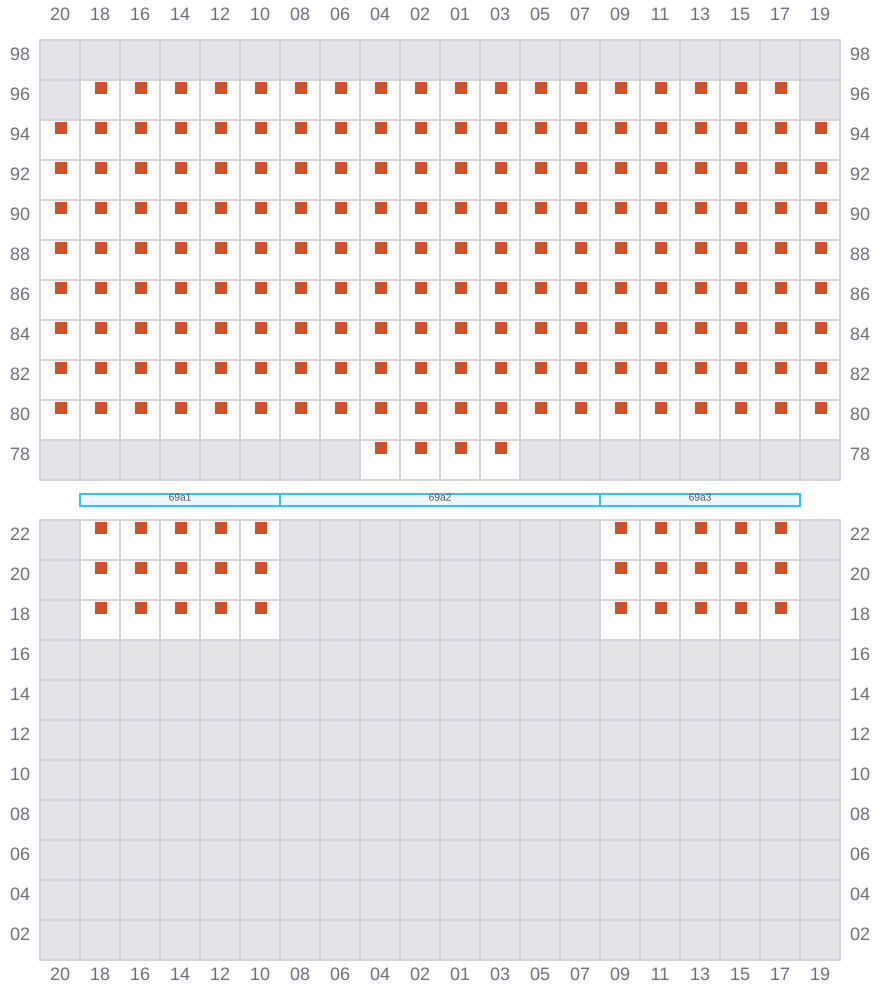 Bay 069 view and slots of COSCO SHIPPING HIMALAYAS