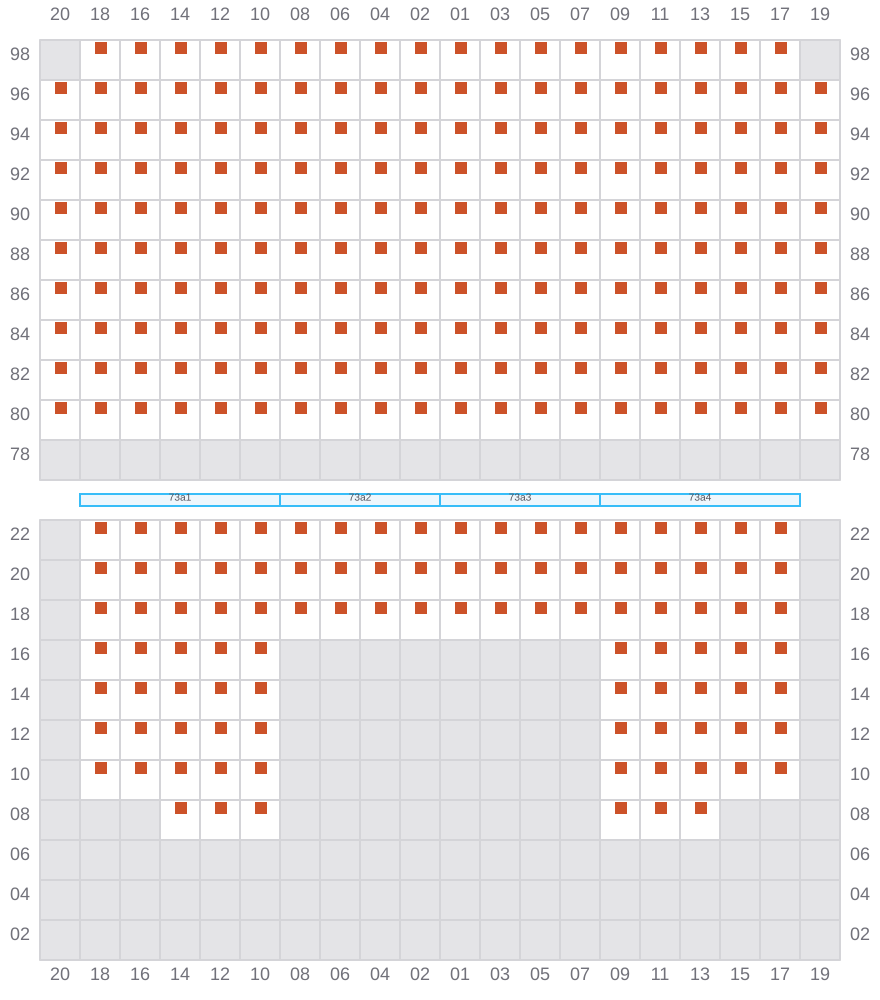 Bay 073 view and slots of COSCO SHIPPING HIMALAYAS