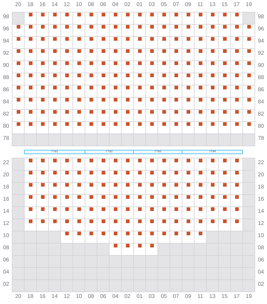 Bay 077 view and slots of COSCO SHIPPING HIMALAYAS