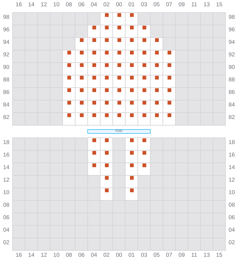 Bay 001 view and slots of MSC CHIARA X